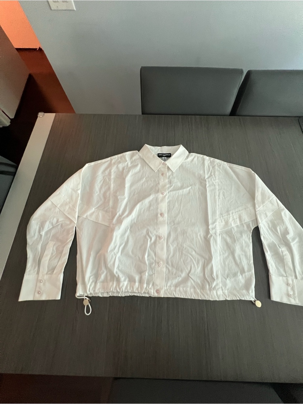 Karl Lagerfeld White Casual Button-Down Shirt Jacket
